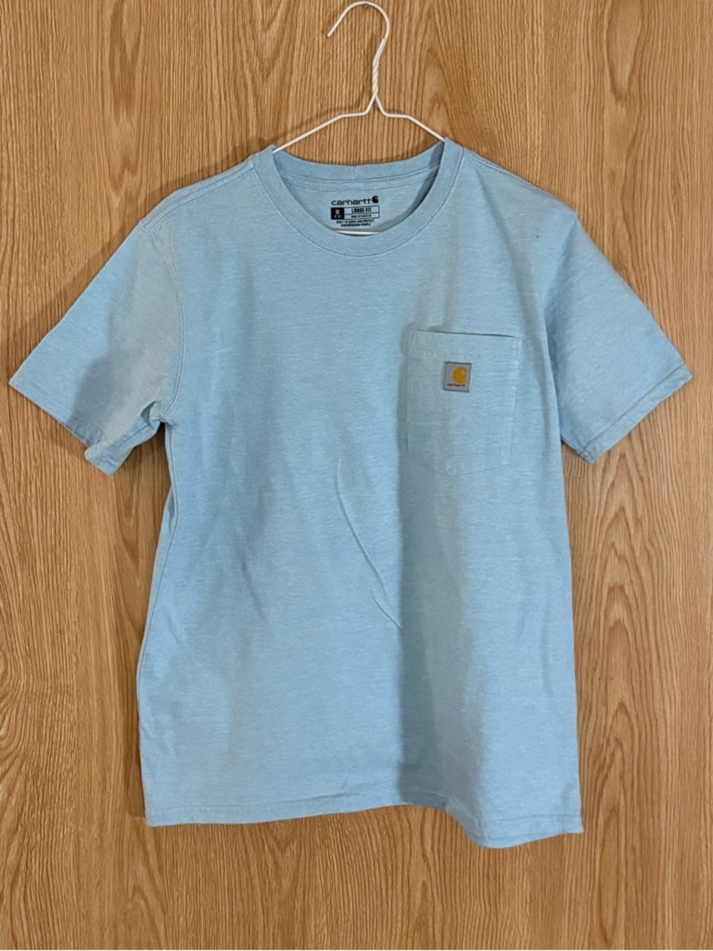 Carhartt Light Blue Crewneck Loose Fit Pocket Tee